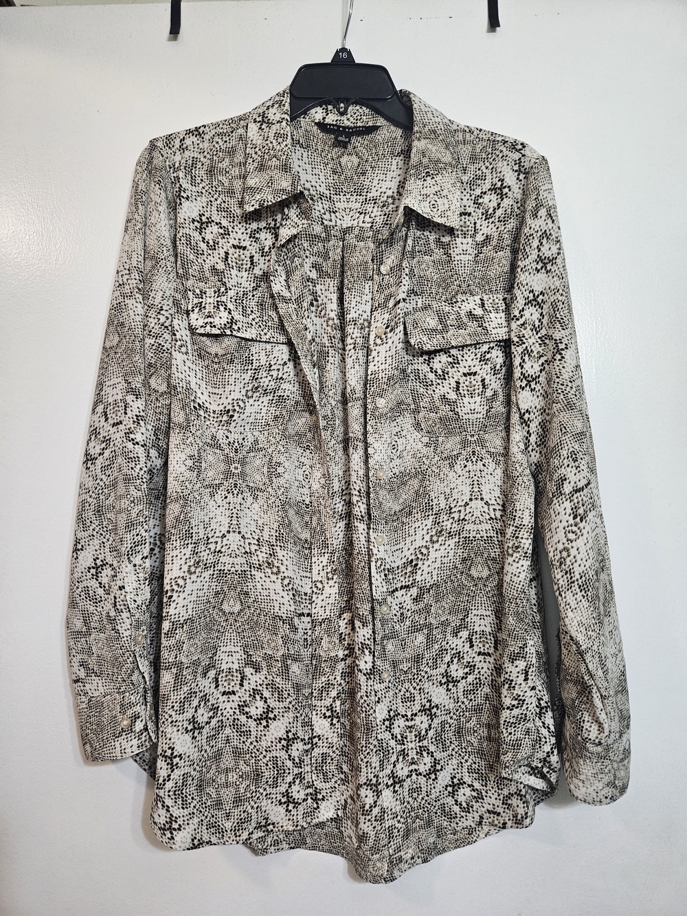 Zac & Rachel Neutral Snake-Print Button Front Shirt